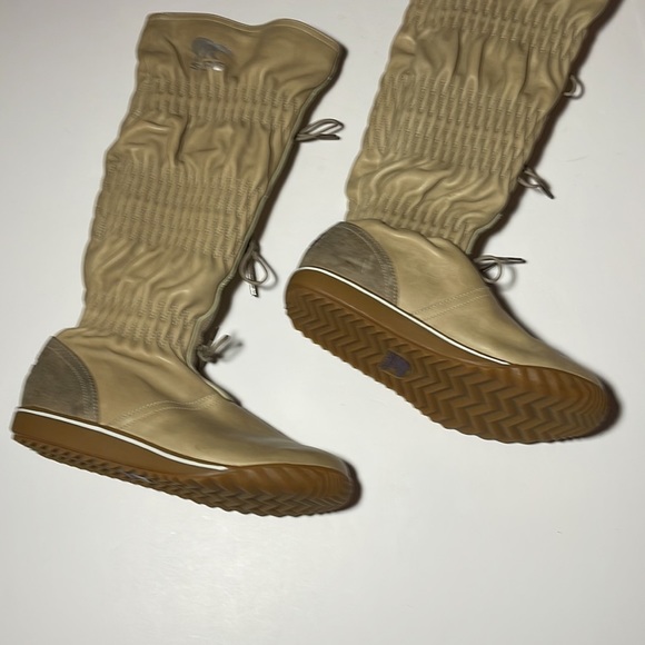 Sorel “Firenzy” Tall Ruched Tan Leather Boots - Women’s Size 5 - Picture 8 of 9